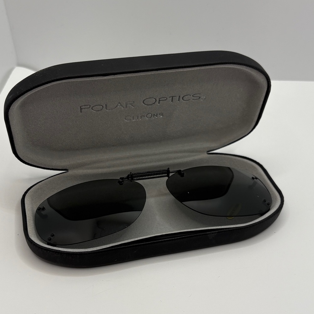 Polar Optics RECM 56 Clip-On Sunglasses with Case black silver polarized